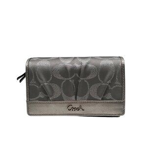 Coach Silver Signature Monogram Canvas Fabric Bifold/Snap Wallet